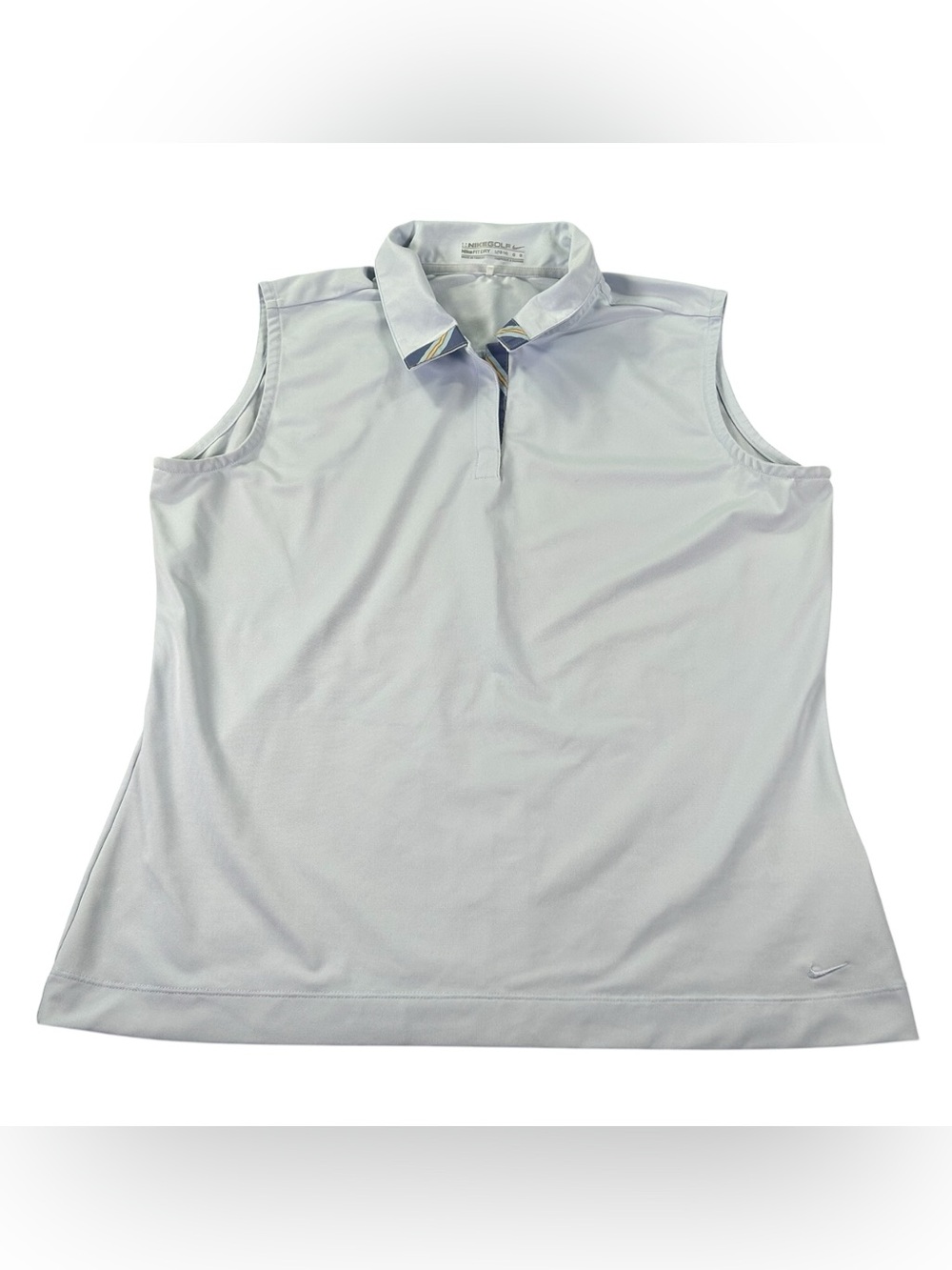 Nike Golf FitDry Polo Women’s L Vintage Y2K Sleeveless Ice Blue Striped 288476